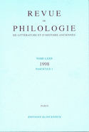 Revue de philologie, de littérature et d'histoire anciennes, v.  72